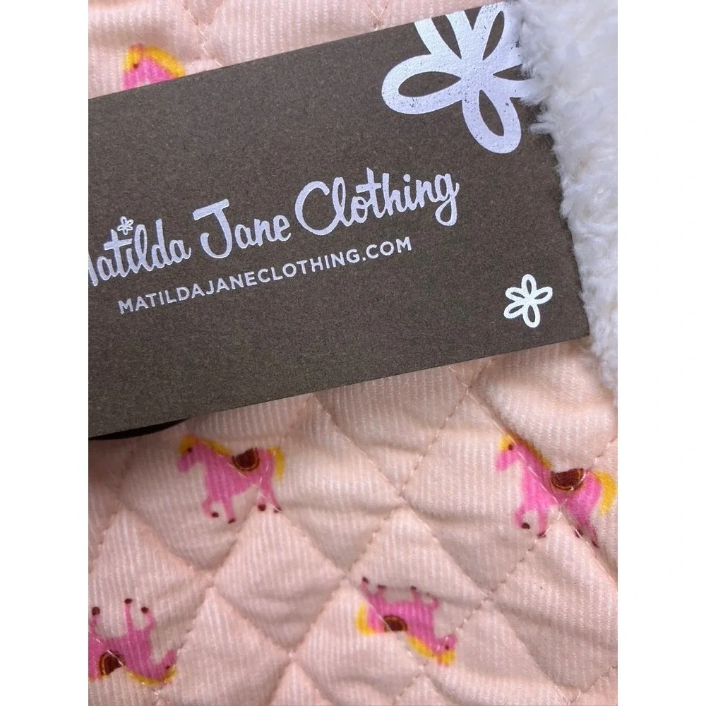 Matilda Jane Quilted Vest Kids 6 Pink New Reversible Horse Print‎ Toggle Sherpa